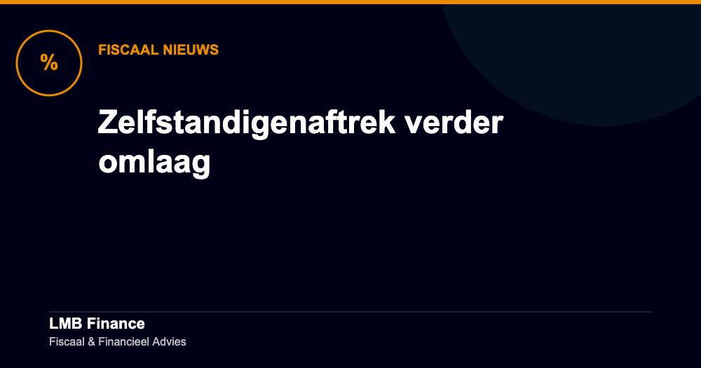 Zelfstandigenaftrek verder omlaag